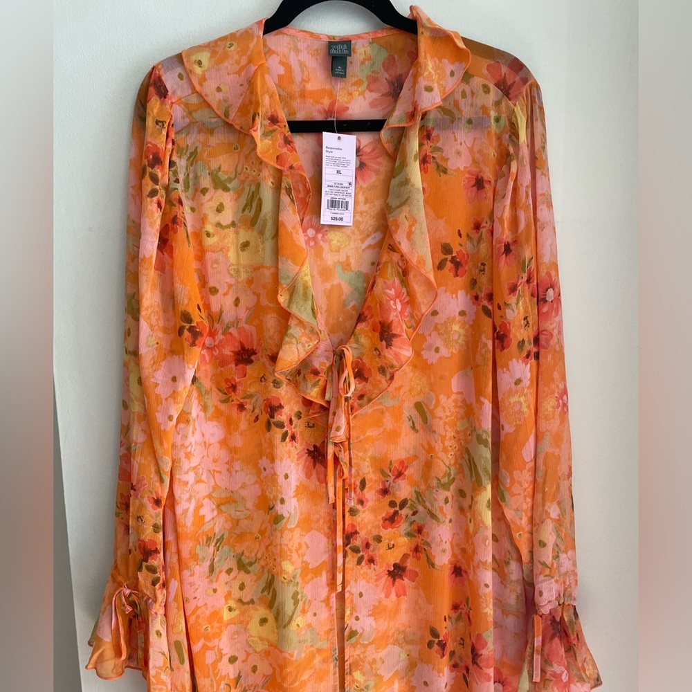 Orange floral cover-up
